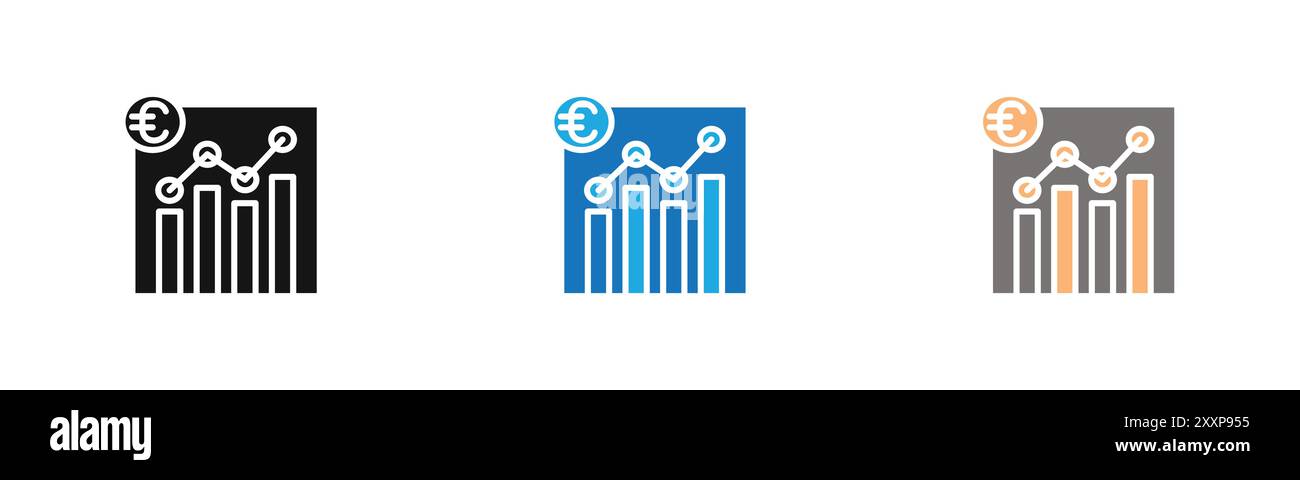 Euro-Kartensymbole in Schwarz-weiß-Form Stock Vektor