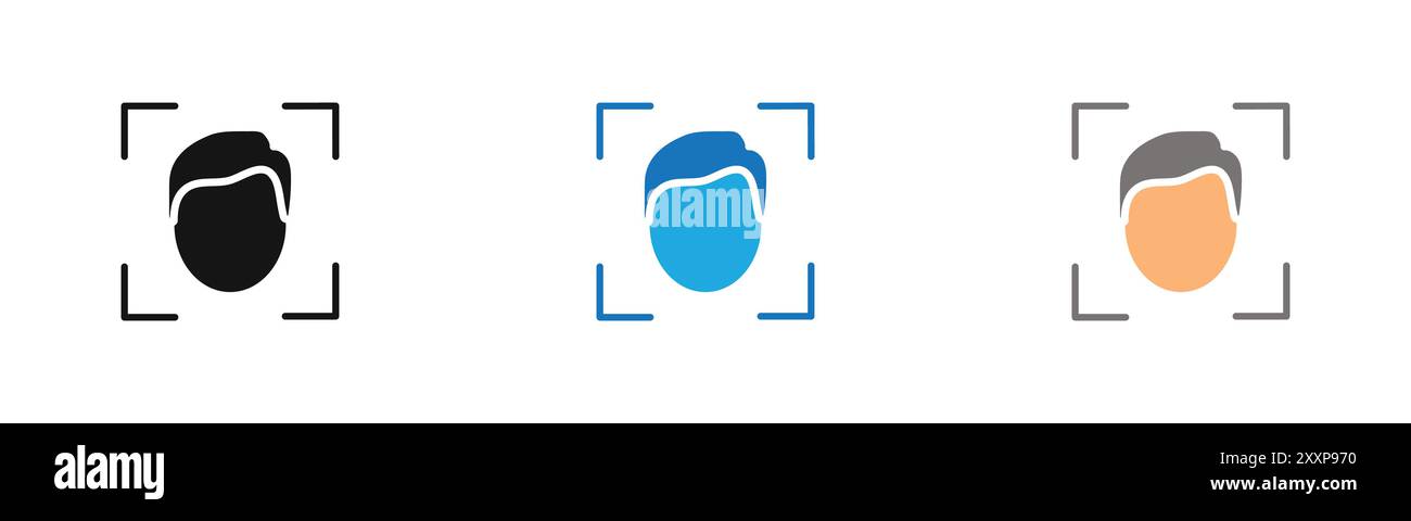 Symbol für Gesichtserkennung in der Kontur der Sammlung oder in Schwarzweiß Stock Vektor