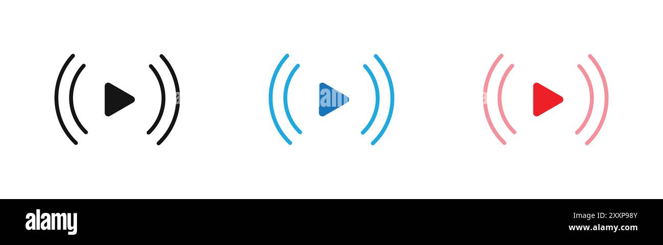 Live Icon Outline Kollektion oder Set in Schwarzweiß Stock Vektor