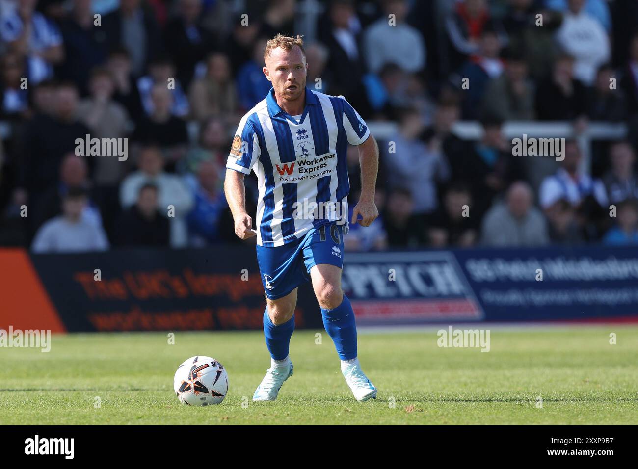 Adam Campbell von Hartlepool United während des Spiels der Vanarama National League zwischen Hartlepool United und Wealdstone im Victoria Park, Hartlepool am Samstag, den 24. August 2024. (Foto: Mark Fletcher | MI News) Credit: MI News & Sport /Alamy Live News Stockfoto