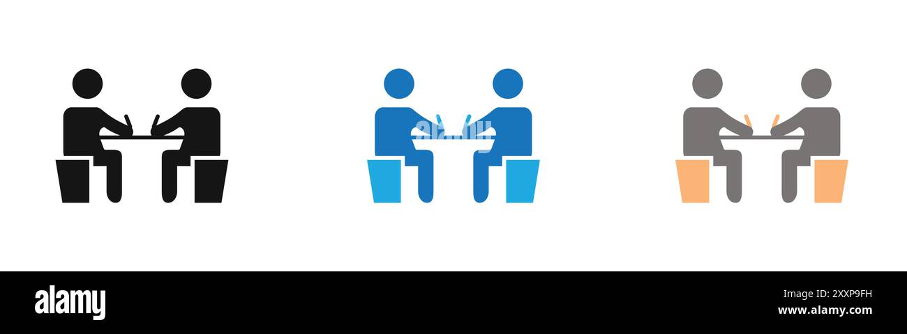 Das Symbol für die Vertragsunterzeichnung zeigt die Sammlung oder das Set in Schwarzweiß Stock Vektor