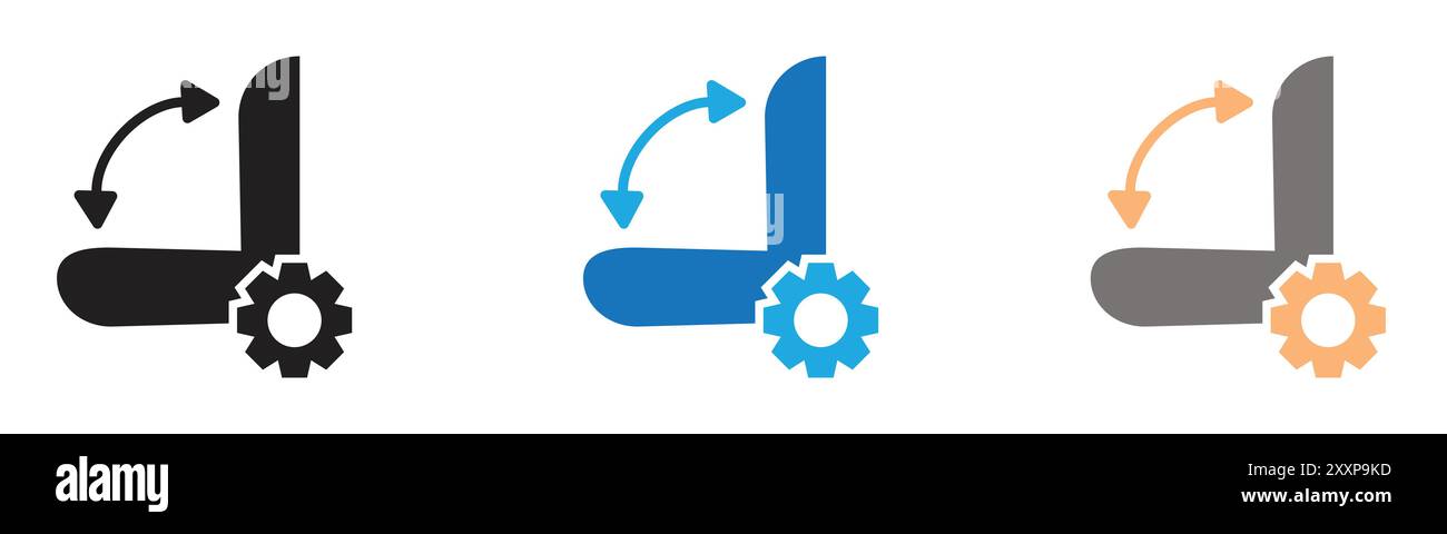 Das Symbol zur Einstellung des Autositzes umreißt die Kollektion oder das Set in Schwarz-weiß Stock Vektor