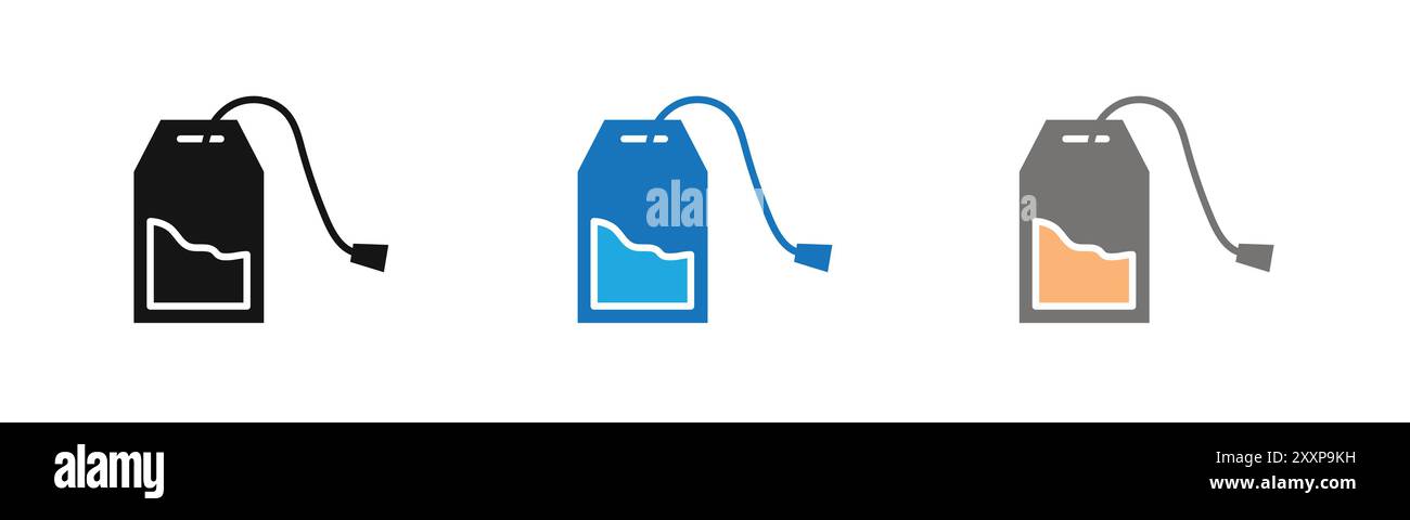 Teebeutel Icon Outline Kollektion oder Set in Schwarz-weiß Stock Vektor