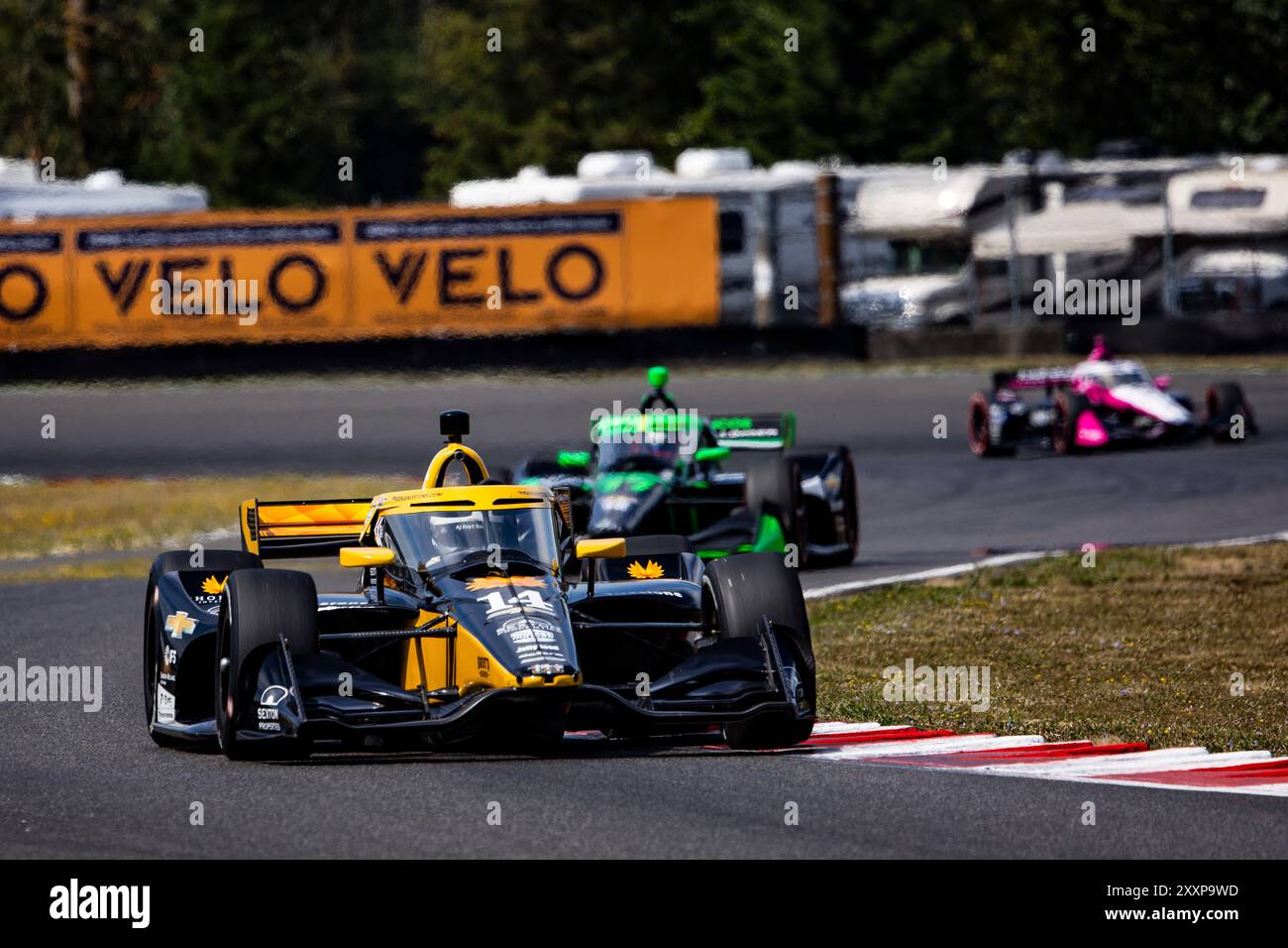 Portland, USA. August 2024. 14 FERRUCCI Santino (usa), A.J. Foyt Entreprises, Dallara DW12 - Chevrolet, Aktion während des Grand Prix von Portland BitNile.com, 14 Runde der NTT IndyCar Series 2024, auf dem Portland International Raceway, vom 23. Bis 25. August 2024 in Portland, USA - Foto Julien Delfosse/DPPI Credit: DPPI Media/Alamy Live News Stockfoto