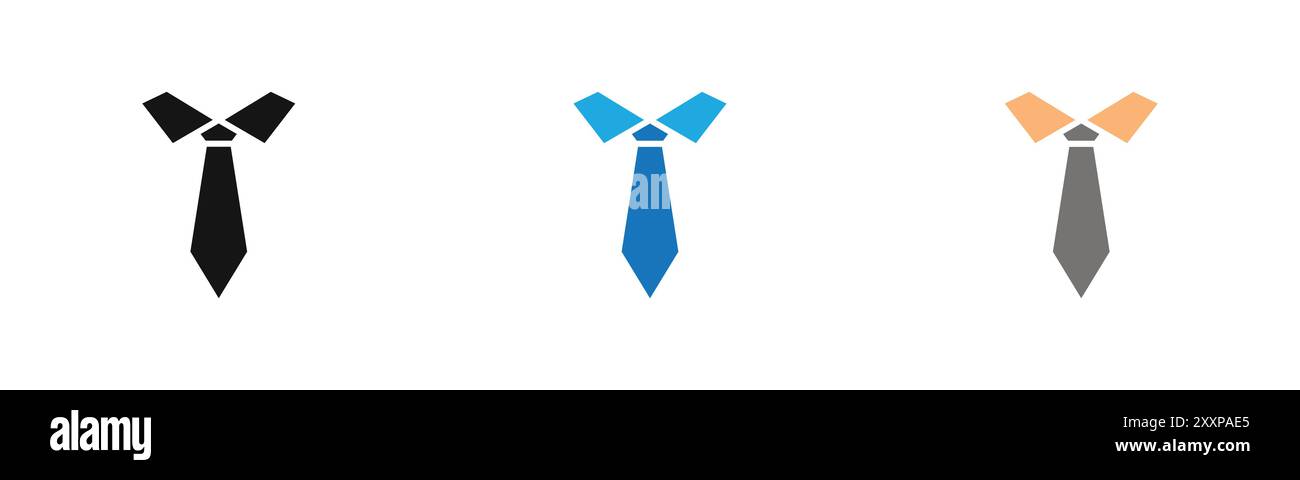 TIE Icon Outline Kollektion oder Set in Schwarz-weiß Stock Vektor