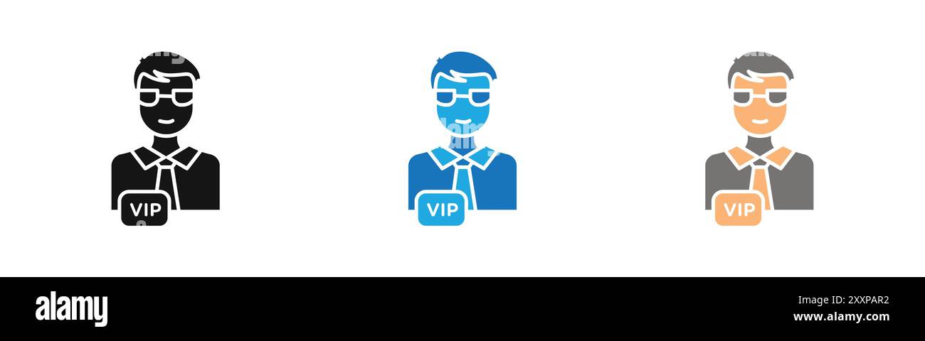 VIP Person Icon Outline Kollektion oder Set in Schwarz-weiß Stock Vektor