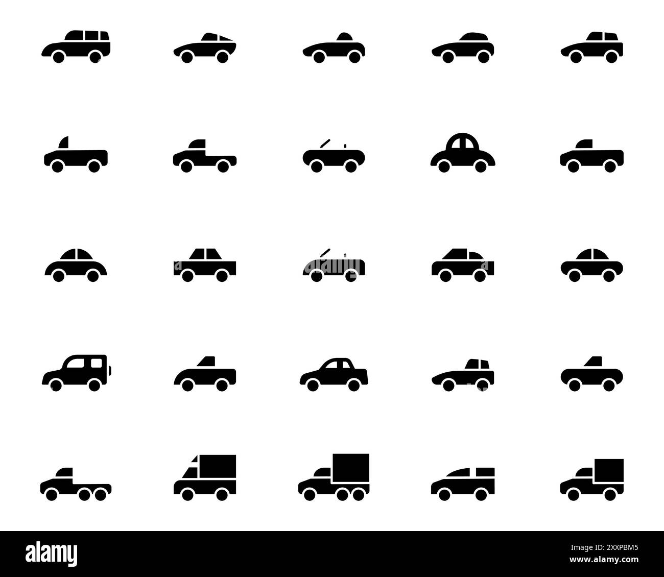Bilder mit dem Auto-Symbol auf der Verpackung. Vektorabbildung. Stock Vektor