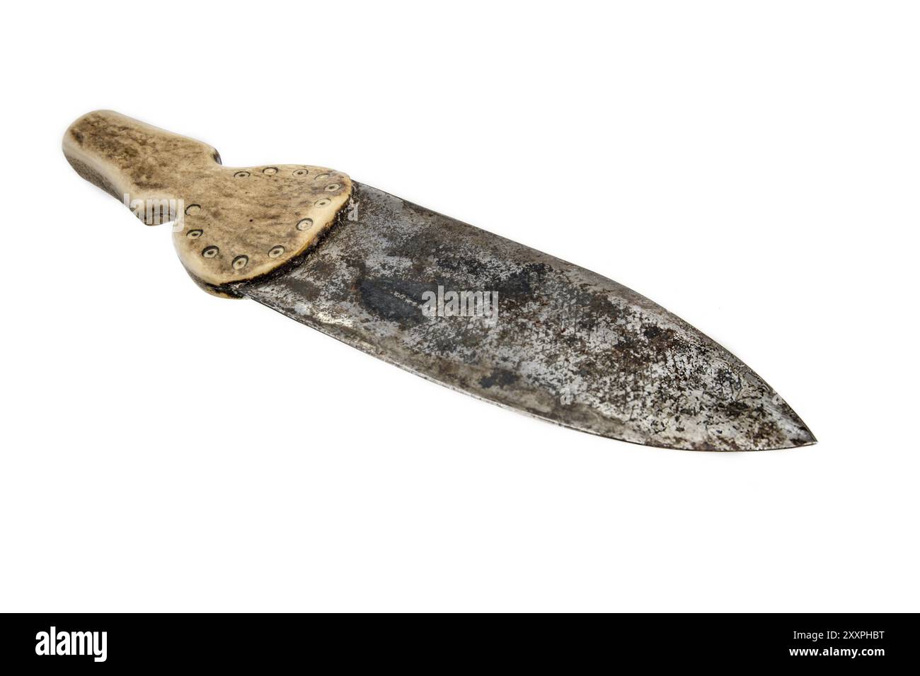 Indisches handgeschmiedetes Messer mit weißem Knochengriff Stockfoto