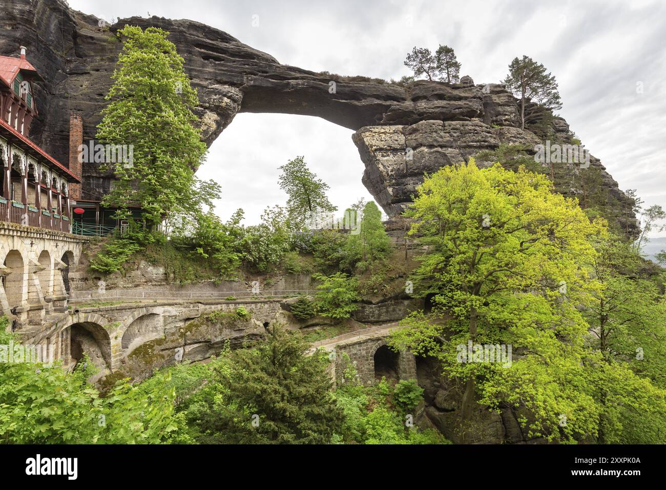 Wandern in der Sächsischen Schweiz, Prebischtor Stockfoto