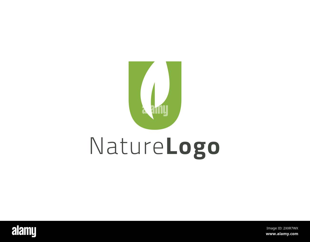 Letter U Grüne Vorlage mit abstraktem Blatt-Logo Stock Vektor