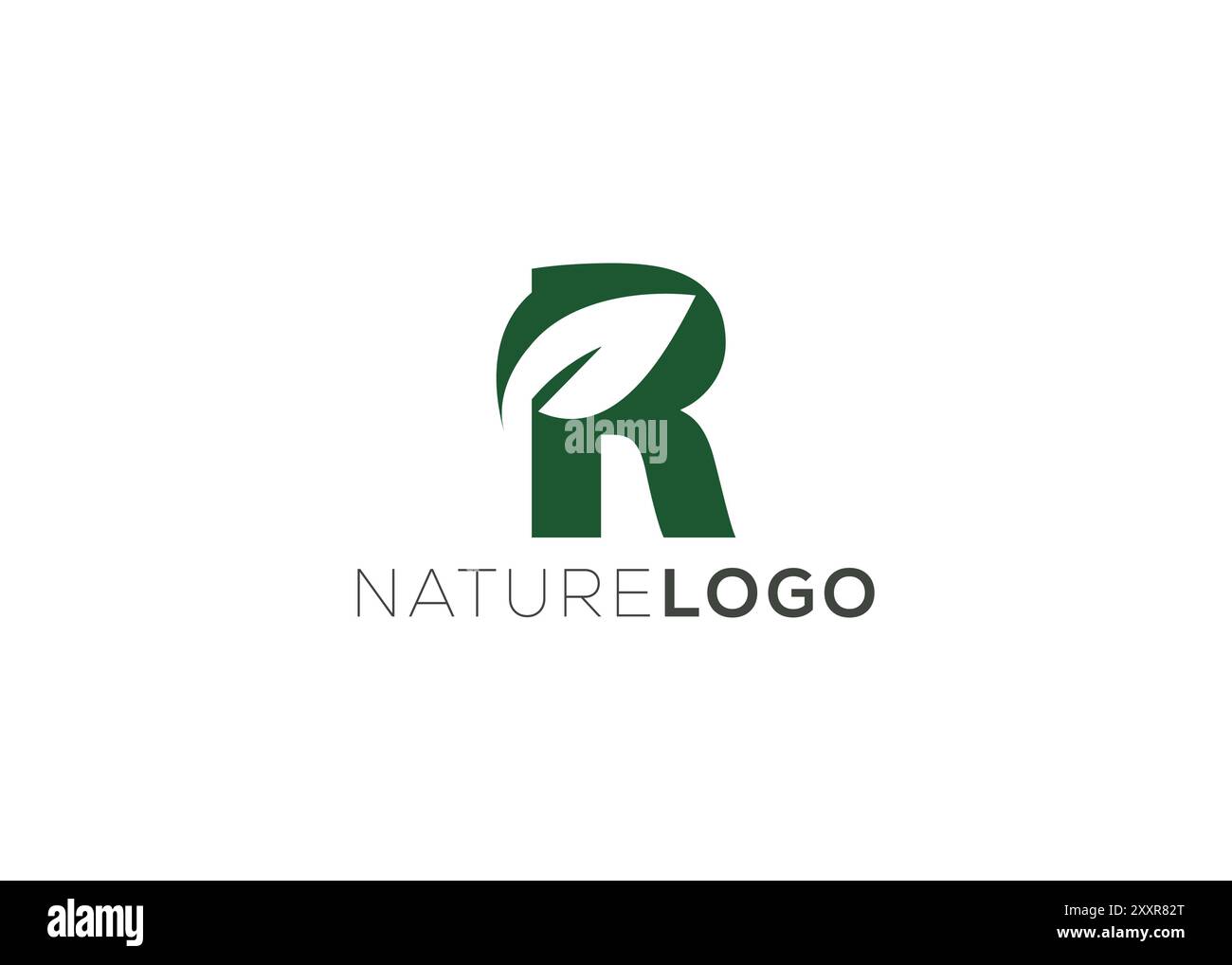 Letter R – Grüne Vorlage mit abstraktem Blatt-Logo Stock Vektor