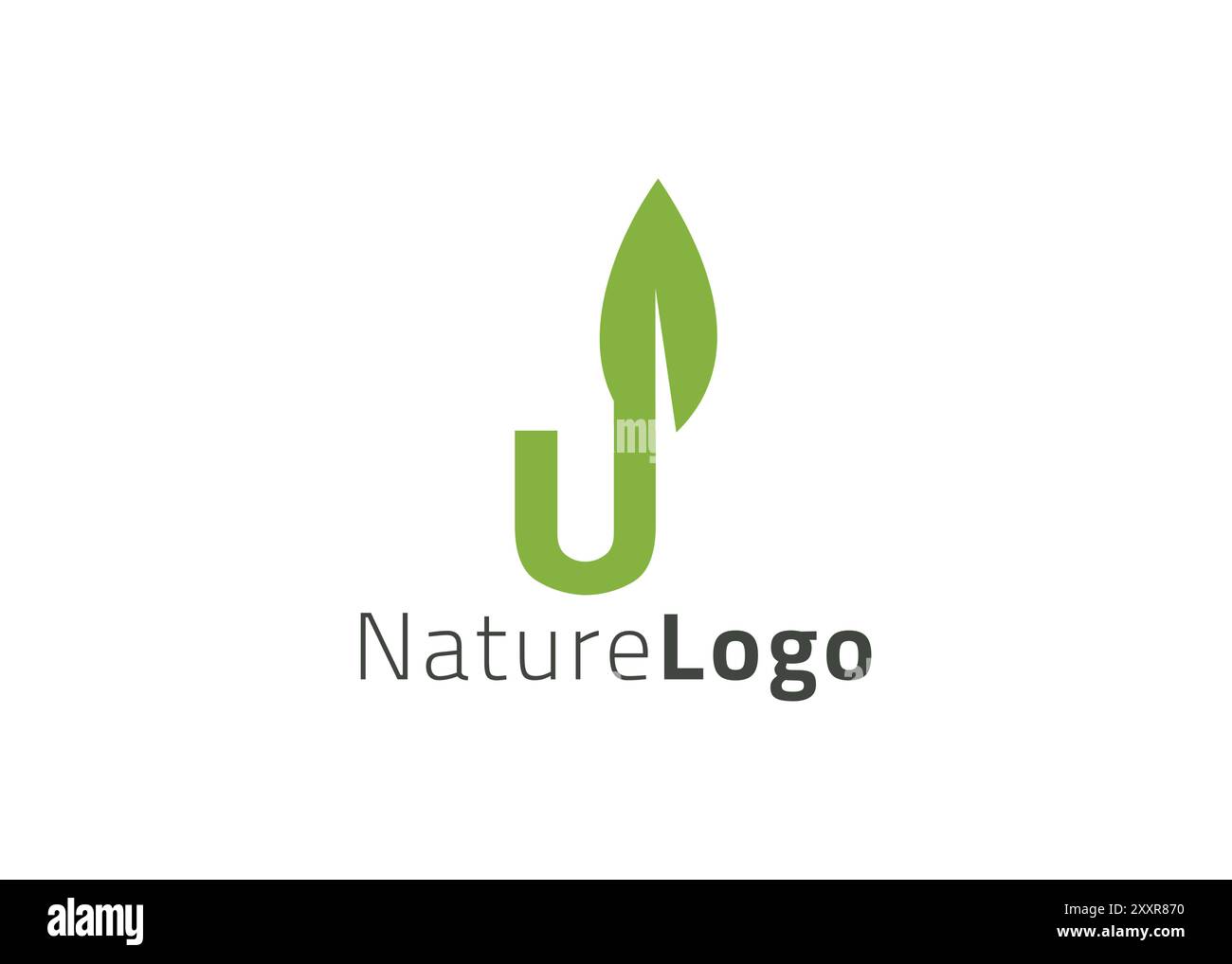 Letter U Grüne Vorlage mit abstraktem Blatt-Logo Stock Vektor