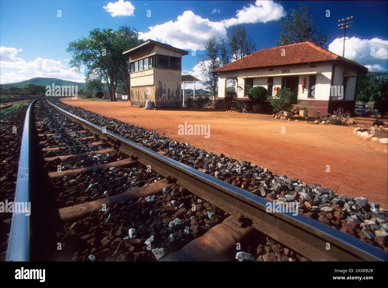 Kima Station, wo Charles Henry Ryall 1900 von einem menschenfressenden Löwen getötet wurde, während er in seinem Kutschenzug in Kenia schlief Stockfoto