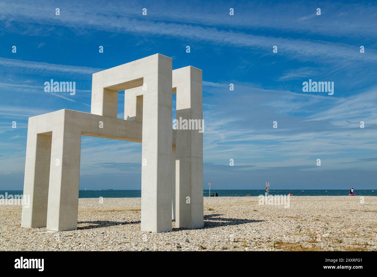 Große Betonskulptur am Le Havre Beach OBEN#3 von Sabina lang und Daniel Baumann Stockfoto