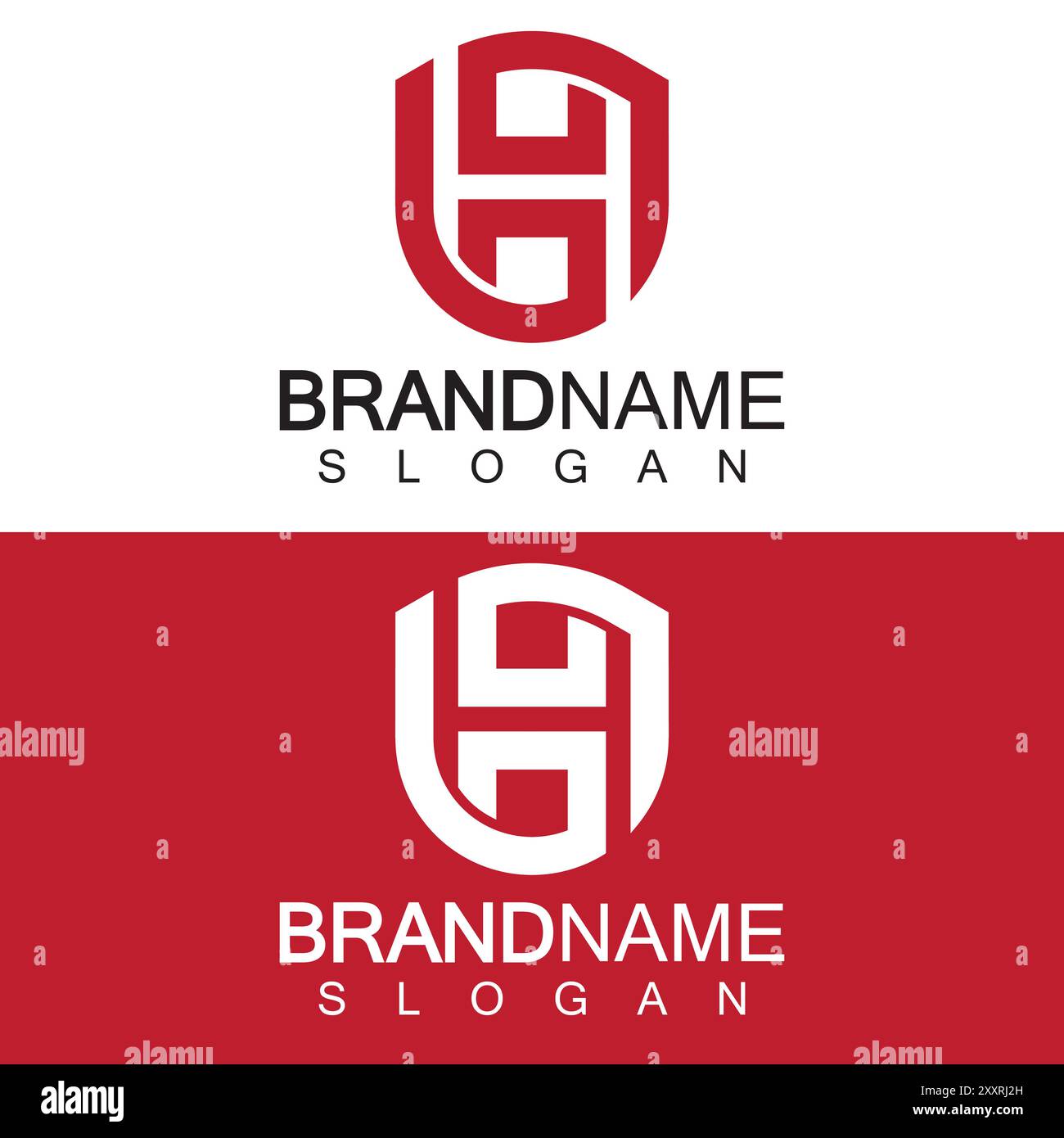 Abstraktes Logo mit H-Abzeichen. Shield Line Form H Monogramm für Firmensicherheitslogo, Cyber, Schutz, Guardian Logotyp. Stock Vektor