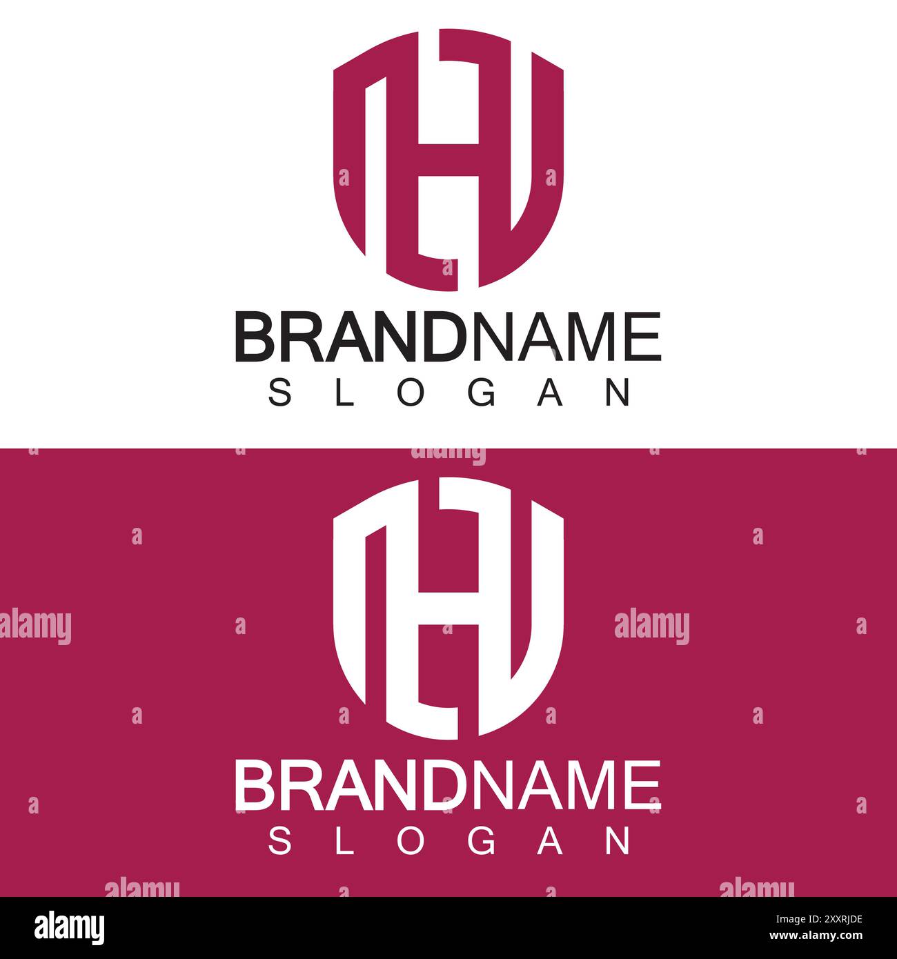 Abstraktes Logo mit H-Abzeichen. Shield Line Form H Monogramm für Firmensicherheitslogo, Cyber, Schutz, Guardian Logotyp. Stock Vektor