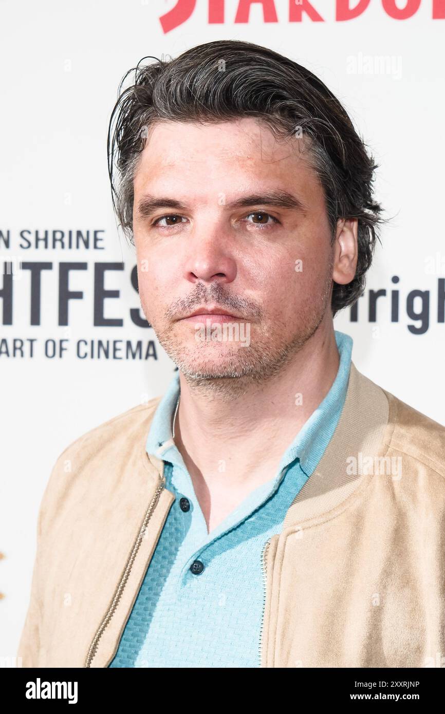 London, Großbritannien. August 2024. Andrew Lee Potts fotografierte auf der Medienwand für Never Have I Ever während des Frightfest 2024, der 25. Ausgabe des Horrorfilmfestivals. Foto von Julie Edwards./Alamy Live News Stockfoto