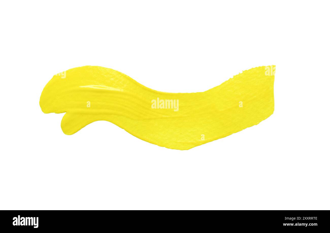 Gelber Pinsel isoliert auf weißem Hintergrund und mit Beschneidungspfaden. Stockfoto