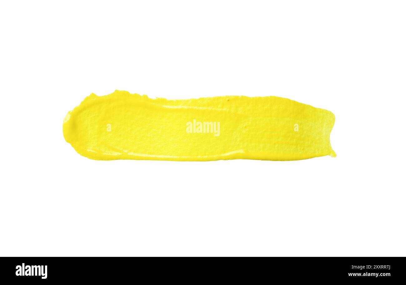 Gelber Pinsel isoliert auf weißem Hintergrund und mit Beschneidungspfaden. Stockfoto