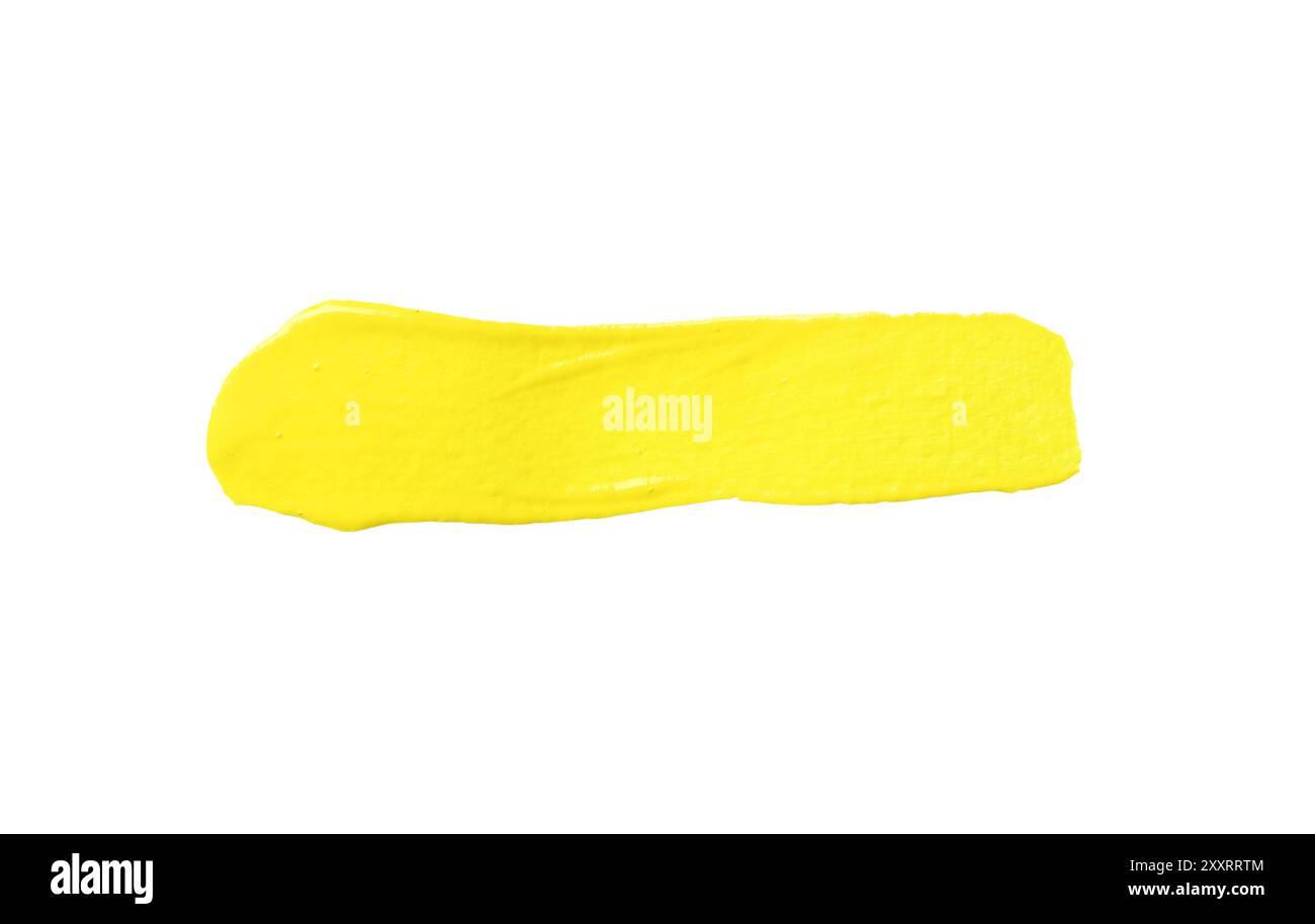 Gelber Pinsel isoliert auf weißem Hintergrund und mit Beschneidungspfaden. Stockfoto