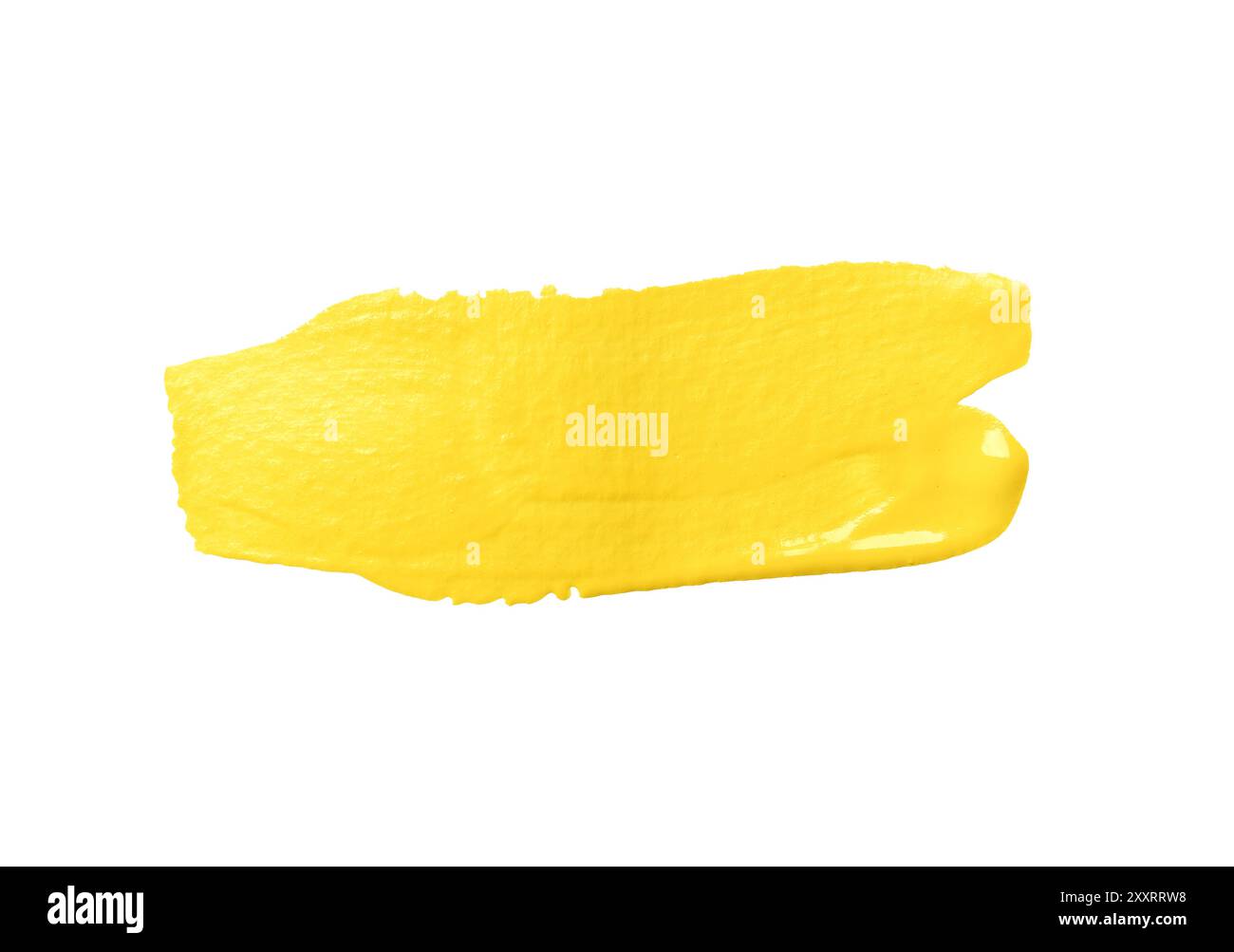 Gelber Pinsel isoliert auf weißem Hintergrund und mit Beschneidungspfaden. Stockfoto