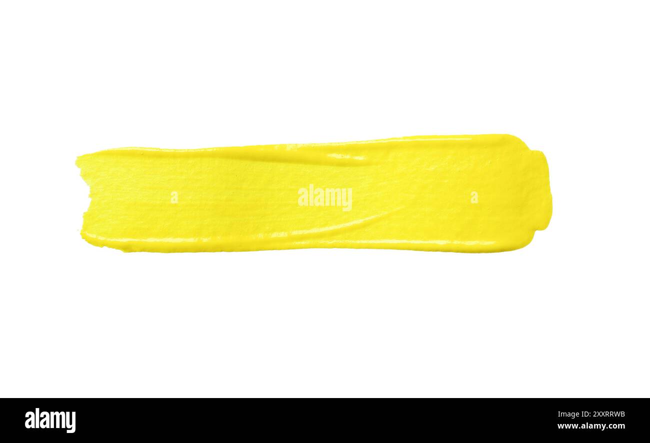 Gelber Pinsel isoliert auf weißem Hintergrund und mit Beschneidungspfaden. Stockfoto