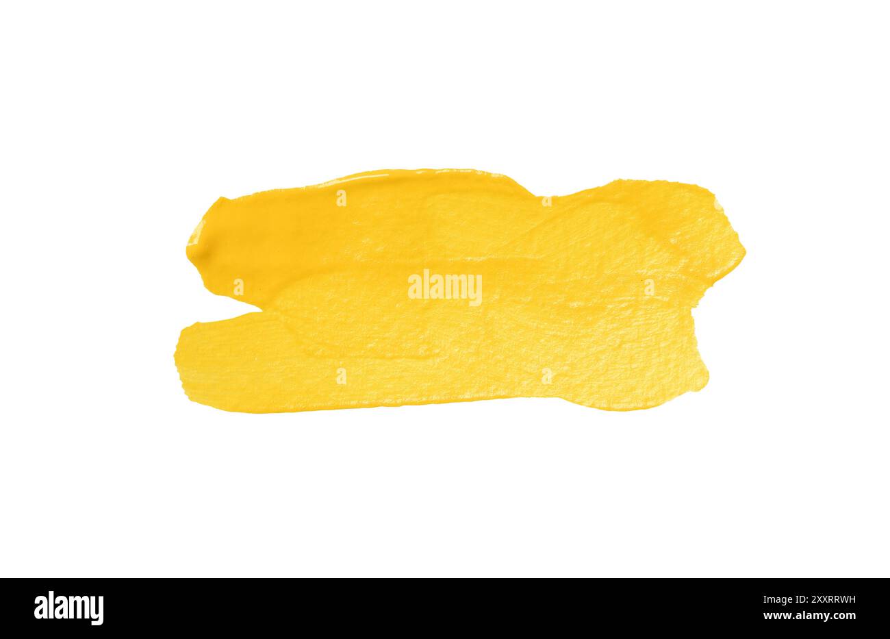 Gelber Pinsel isoliert auf weißem Hintergrund und mit Beschneidungspfaden. Stockfoto