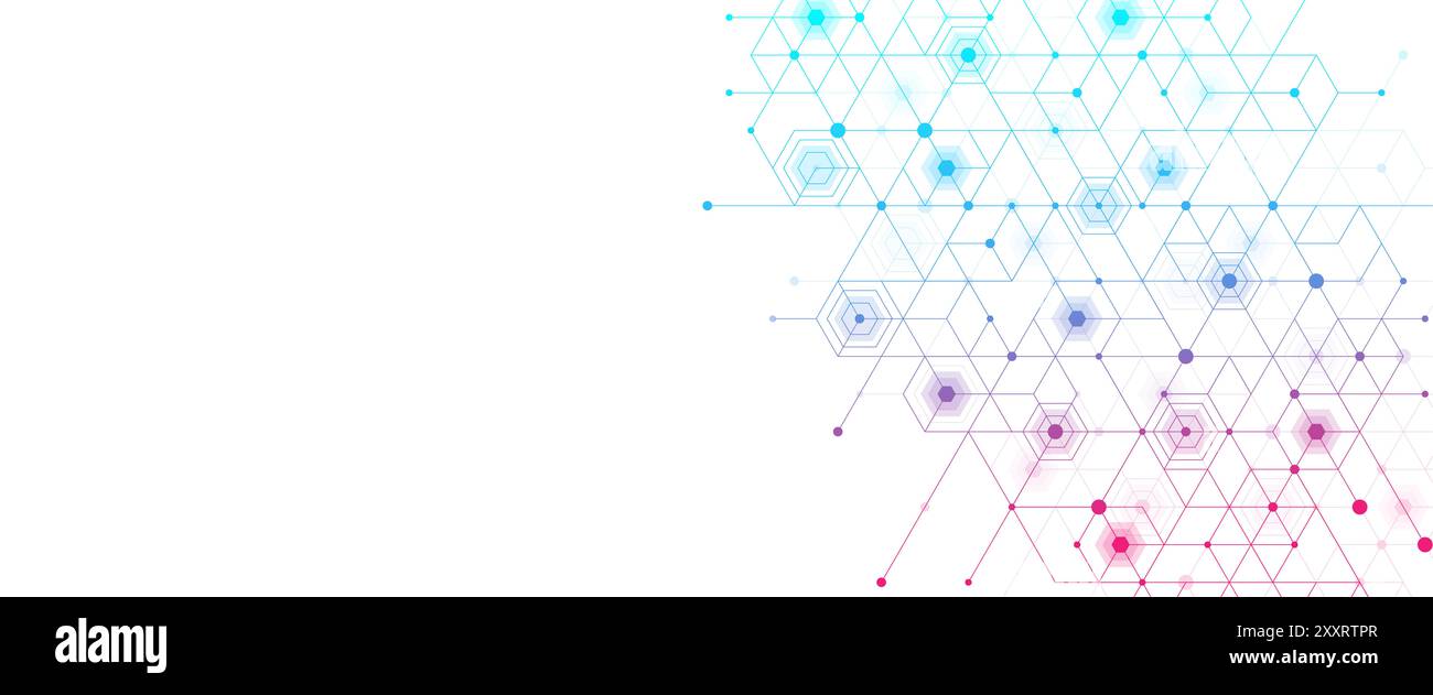 Gesundheitswesen und medizinische Muster Innovation Konzept Wissenschaft Hintergrund Design. Abstrakte geometrische Sechsecke Formen Medizin und wissenschaftlichen Hintergrund Stockfoto