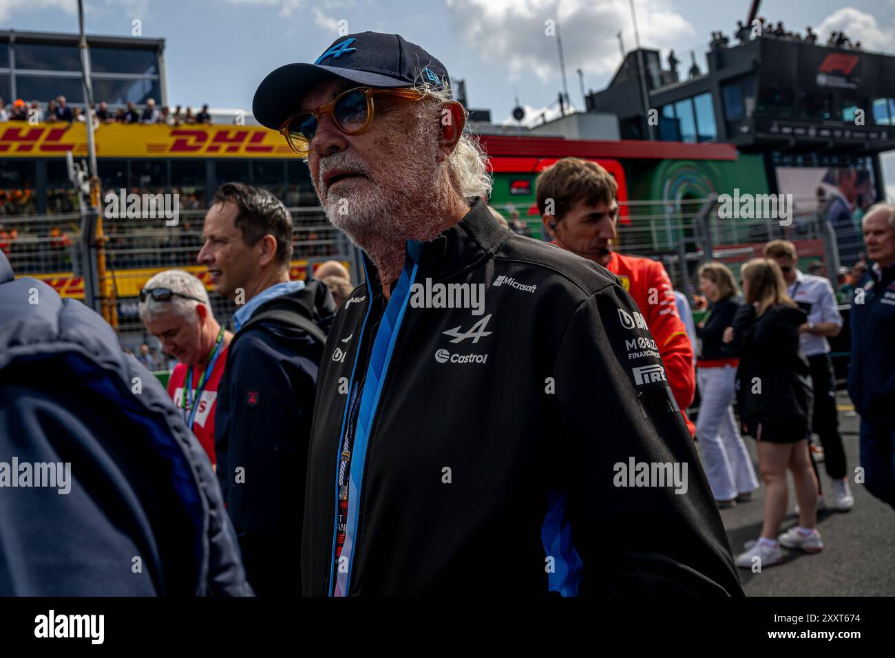 RUNDKURS ZANDVOORT, NIEDERLANDE - 25. AUGUST: Flavio Briatore, Alpenberater, während des Großen Preises der Niederlande auf dem Rundkurs Zandvoort am Sonntag, 25. August 2024 in Zandvoort, Niederlande. (Foto von Michael Potts/BSR Agency) Credit: Orange Pics BV/Alamy Live News Stockfoto