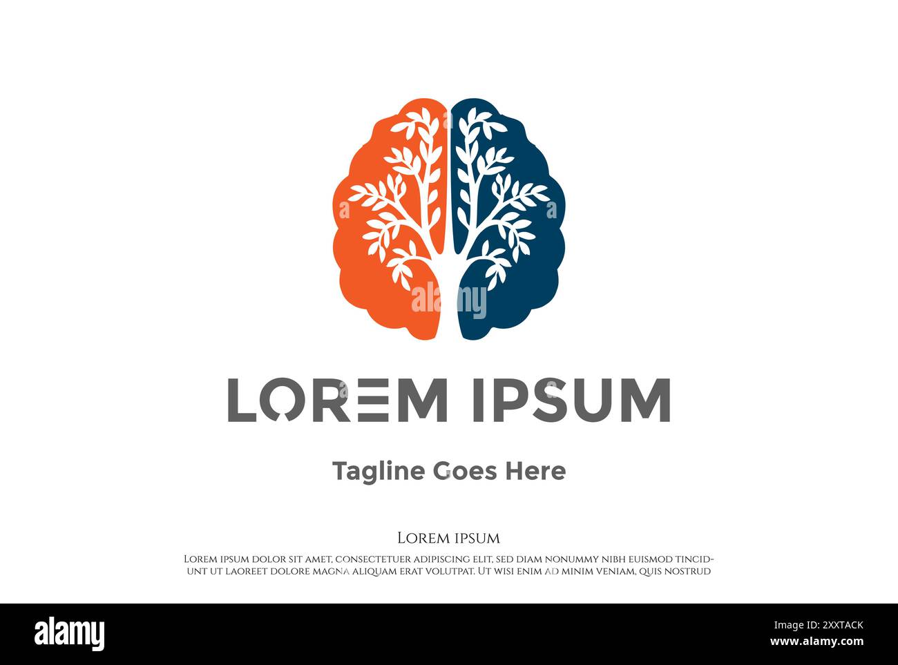 Brain Tree Creative Education Nature Logo Design Vektor Stock Vektor
