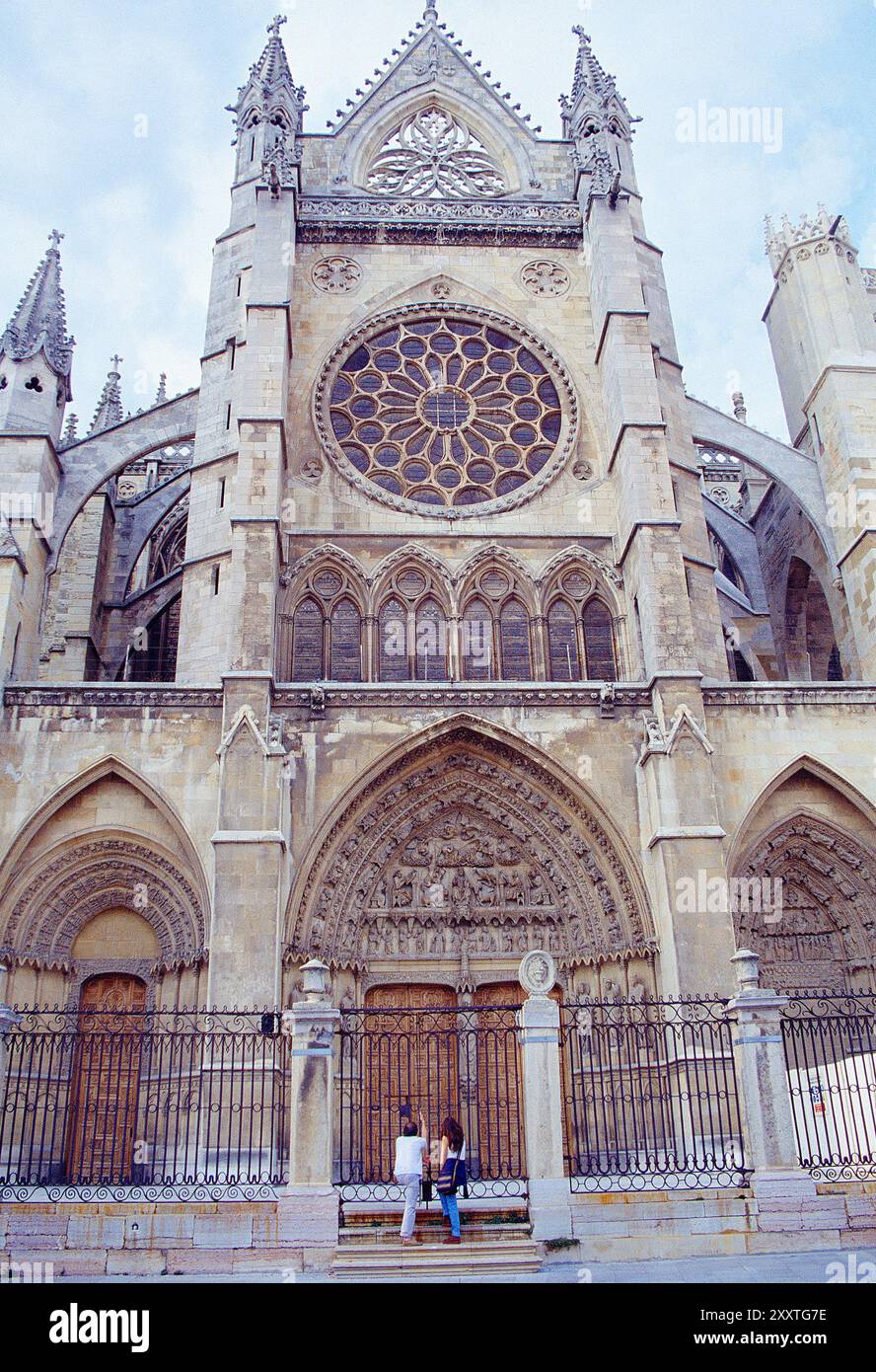Fassade der Kathedrale. Leon, Spanien. Stockfoto
