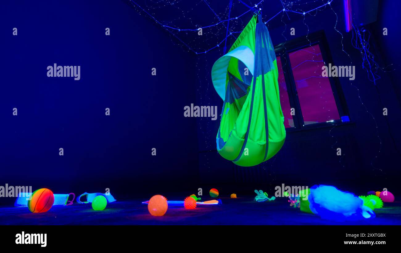 Snoezelen Multi Sensory Environments sind entspannende Räume, die Unruhe und Angst reduzieren, den Benutzer ansprechen und begeistern und Reaktionen stimulieren Stockfoto