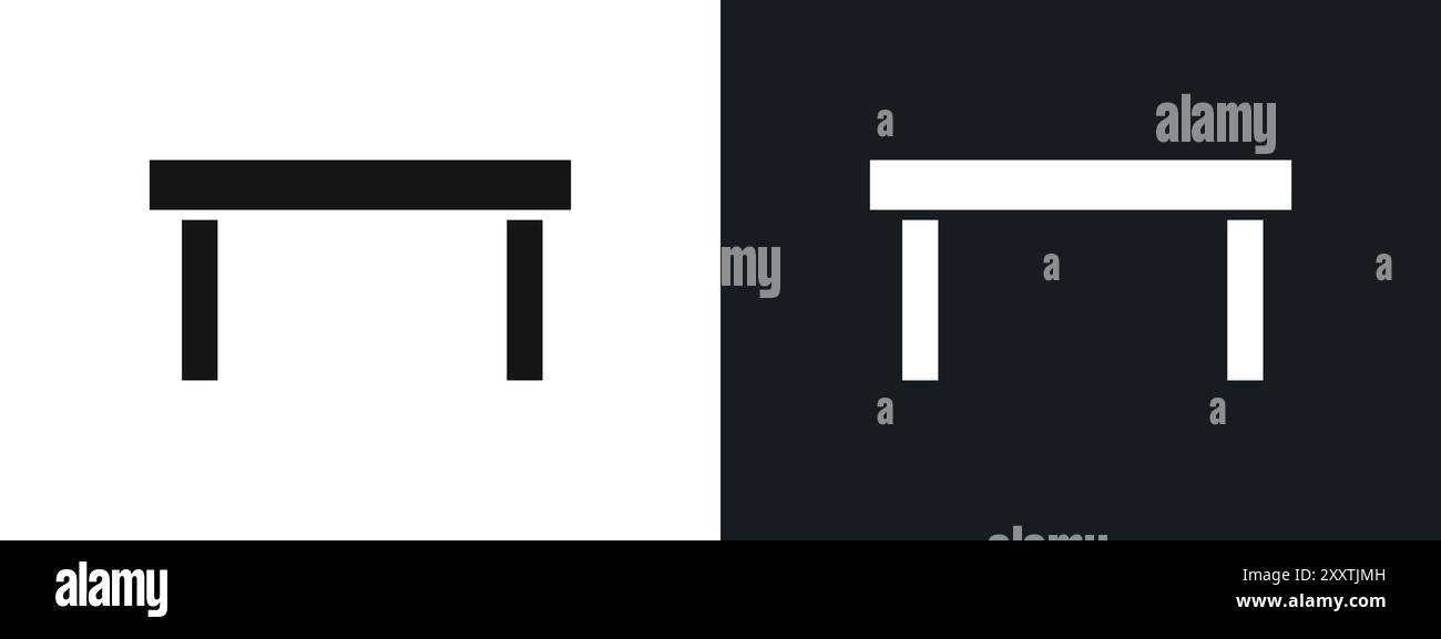 Tischsymbol lineares Vektorgrafik-Zeichen oder Symbolsatz für Web-App-ui Stock Vektor