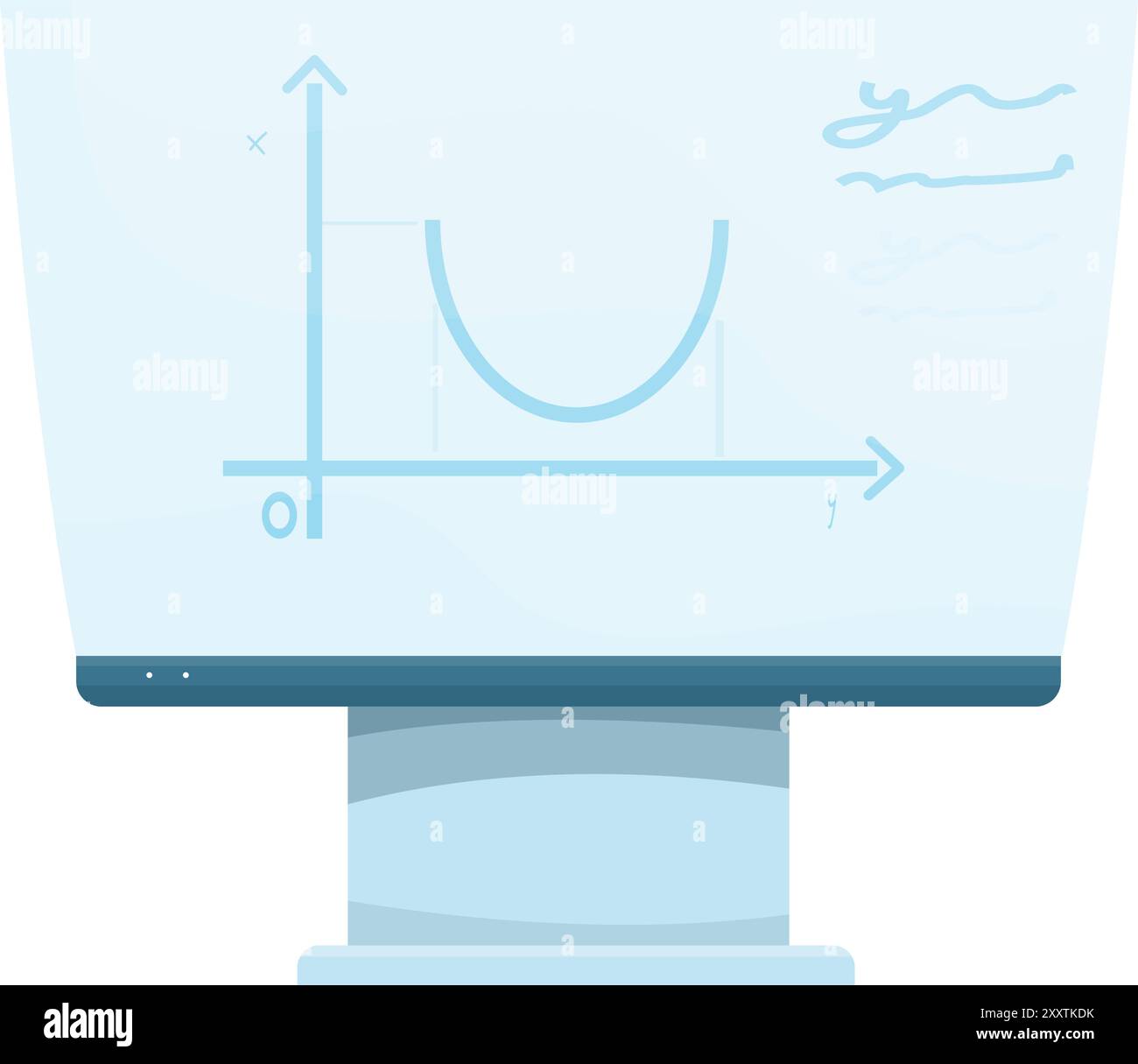 Computermonitor mit einem Diagramm einer mathematischen Funktion, perfekt zur Darstellung von Konzepten in Algebra, Kalkül oder Datenanalyse Stock Vektor