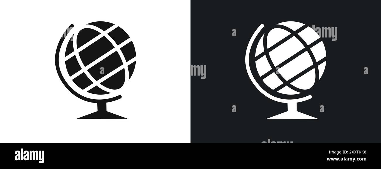 Globus Symbol lineares Vektorgrafik Zeichen oder Symbolsatz für Web-App-ui Stock Vektor