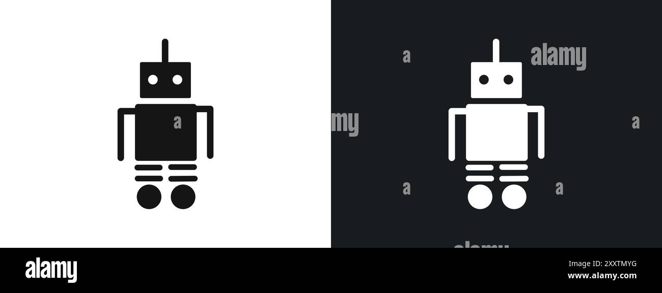 Robotersymbol lineares Vektorgrafik-Zeichen oder Symbolsatz für Web-App-ui Stock Vektor