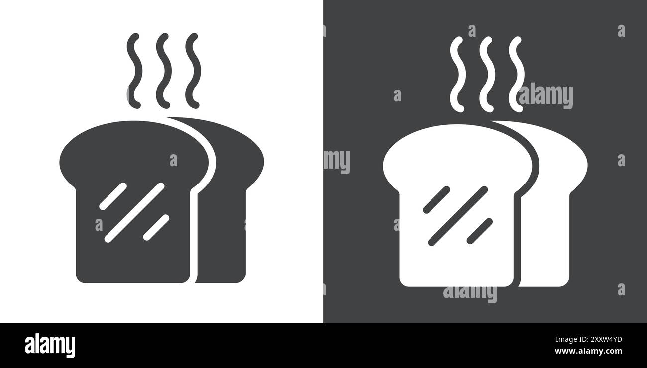 Symbol für Brotscheiben flach gesetzt in Schwarz-weiß-Umrissvektor Stock Vektor