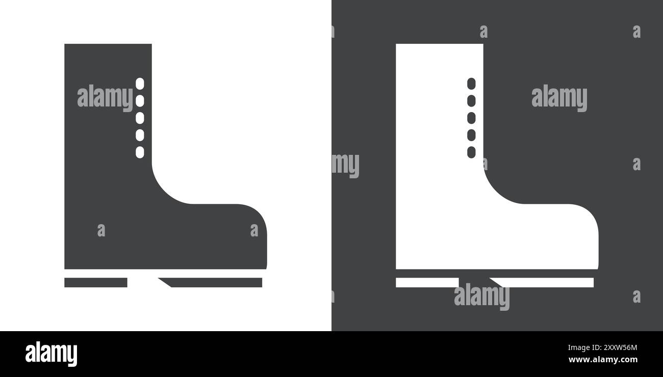 Angelstiefel Icon flaches Set in schwarz-weiß Farbe Umrissvektor Stock Vektor