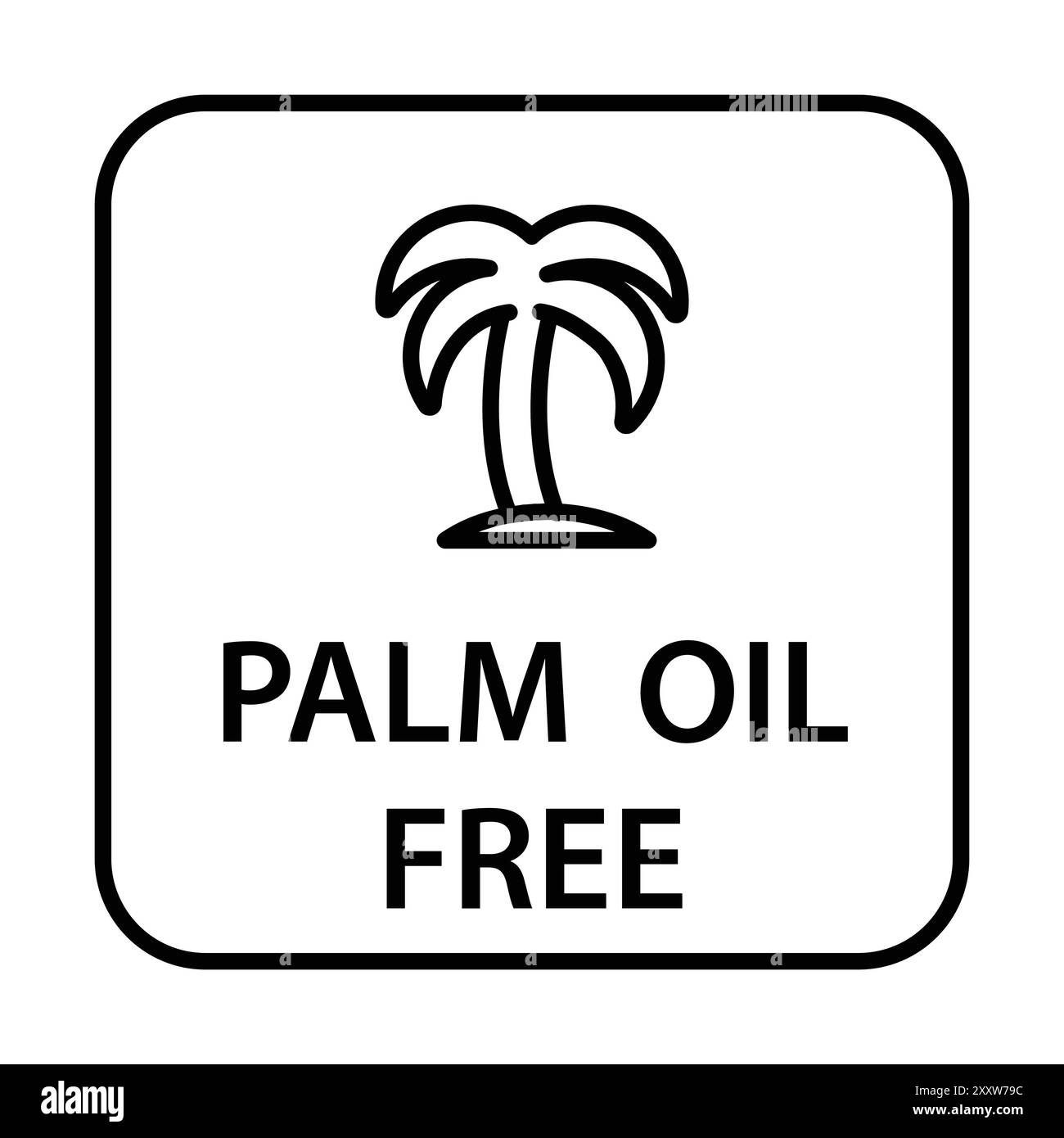 Palmöl frei Symbol flach Set in schwarz-weiß Farbe Umrissvektor Stock Vektor