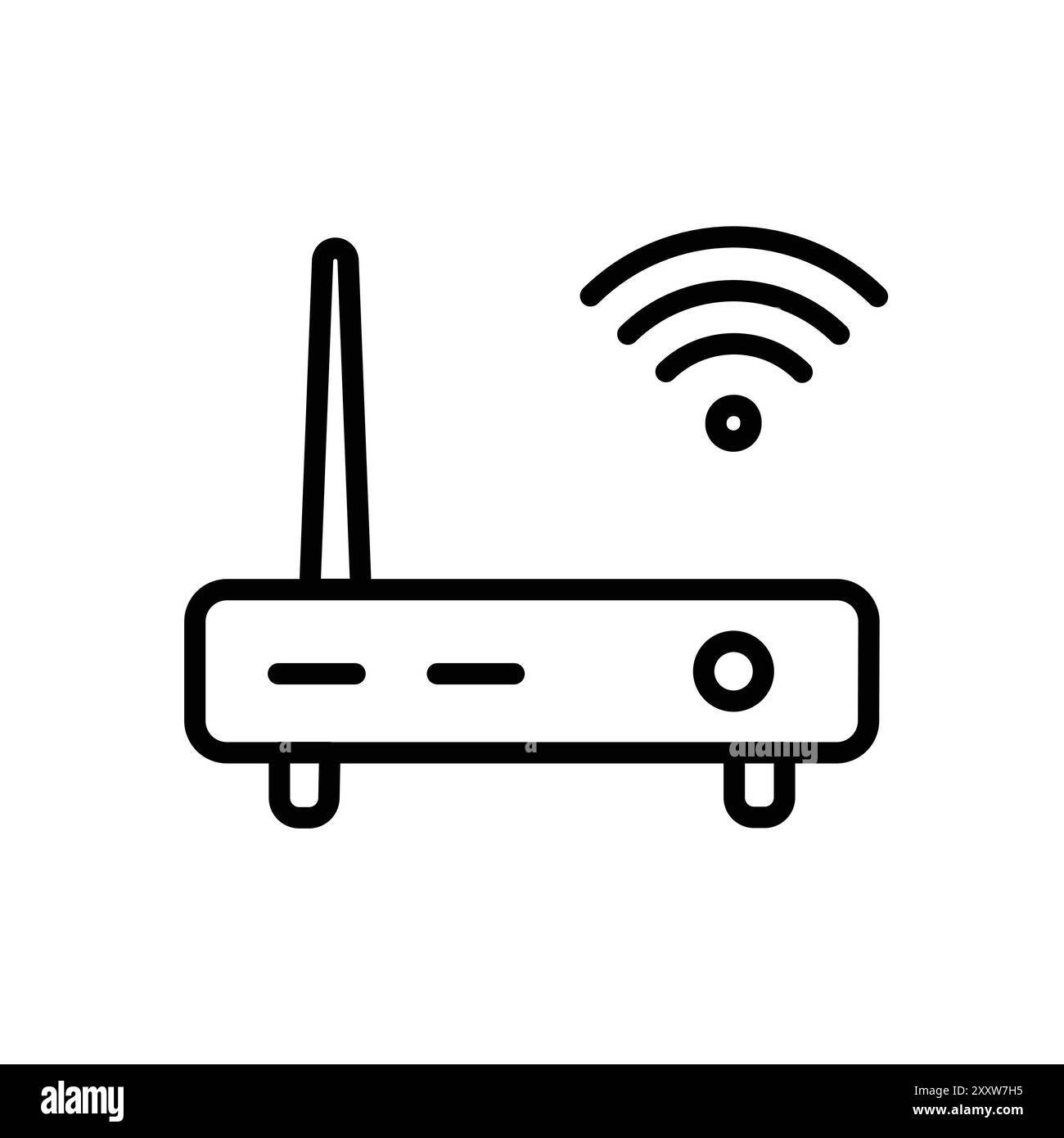 Routersymbol flach gesetzt in Schwarzweiß-Umrissvektor Stock Vektor