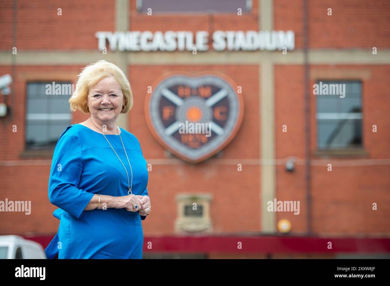 Porträts der schottischen Geschäftsfrau Ann Budge im Tynecastle Stadium, Edinburgh. Die Heimat des Heart of Midlothian Football Club, H Stockfoto