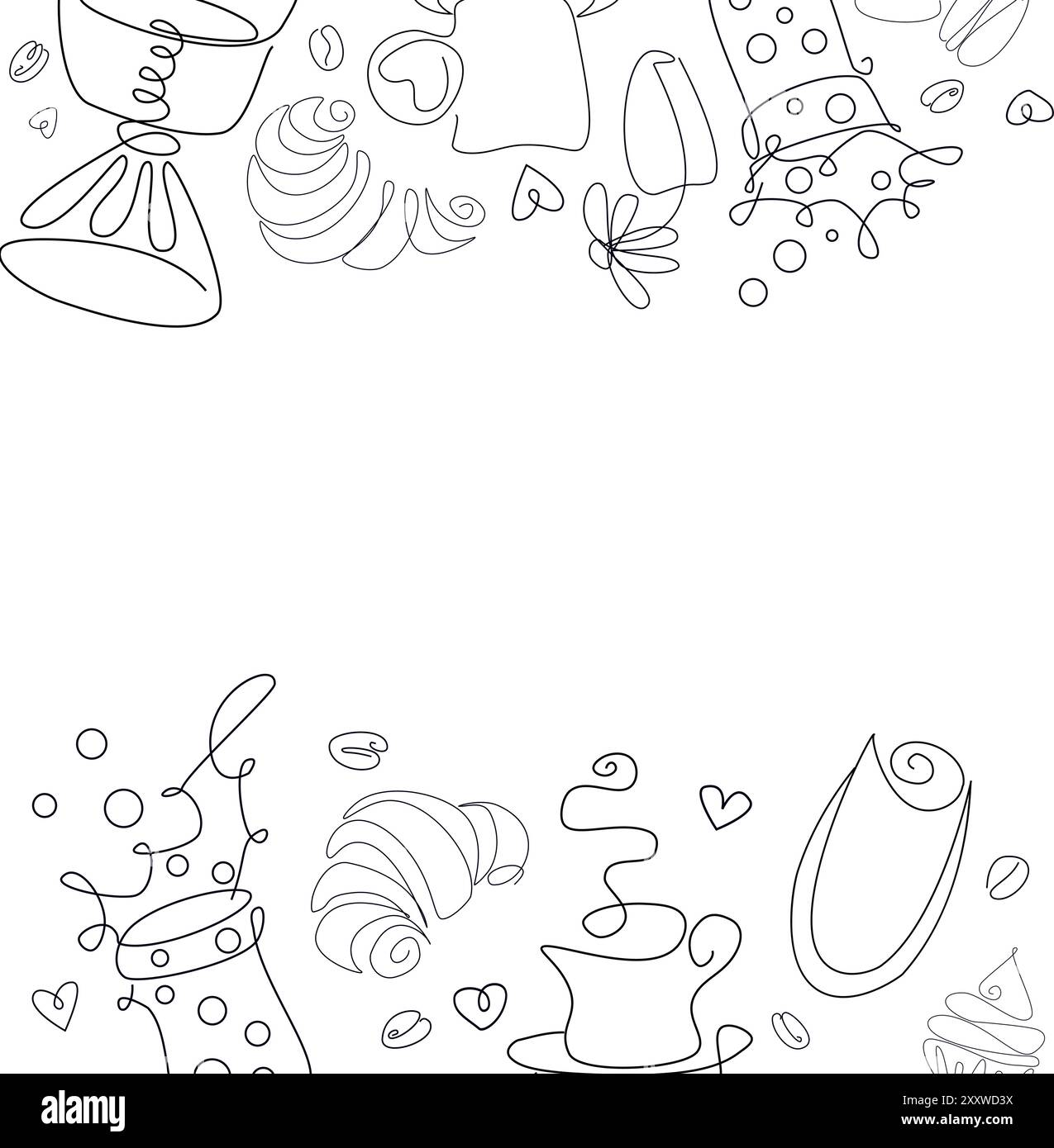 Guten Morgen mit Coffee Doodles Editable Stroke. Handgezeichnete Skizze Für Heißgetränke. Line Art der Tasse Kaffee Stock Vektor