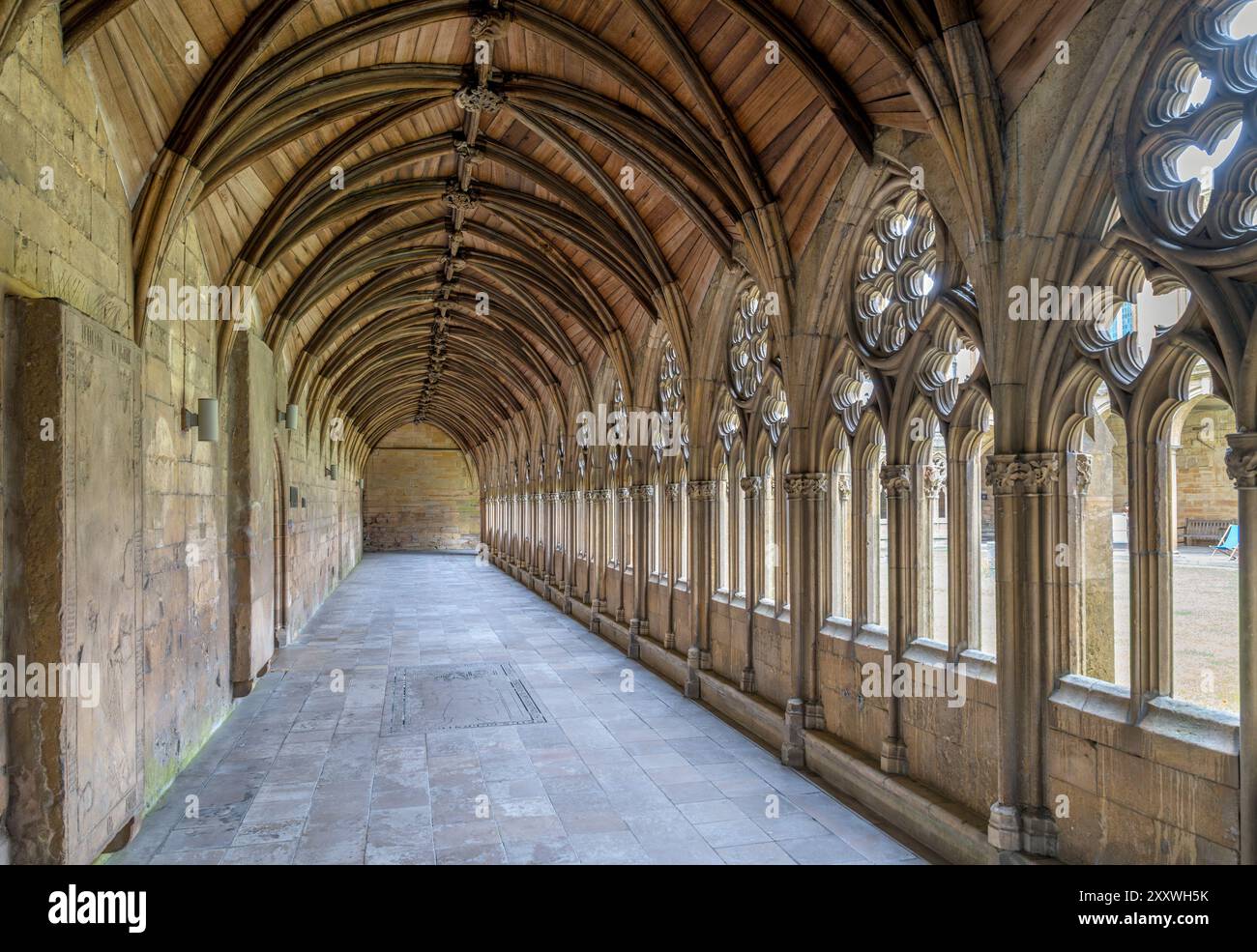 Kreuzgänge von Lincoln Cathedral, Lincoln, Lincolnshire, East Midlands, England, UK Stockfoto