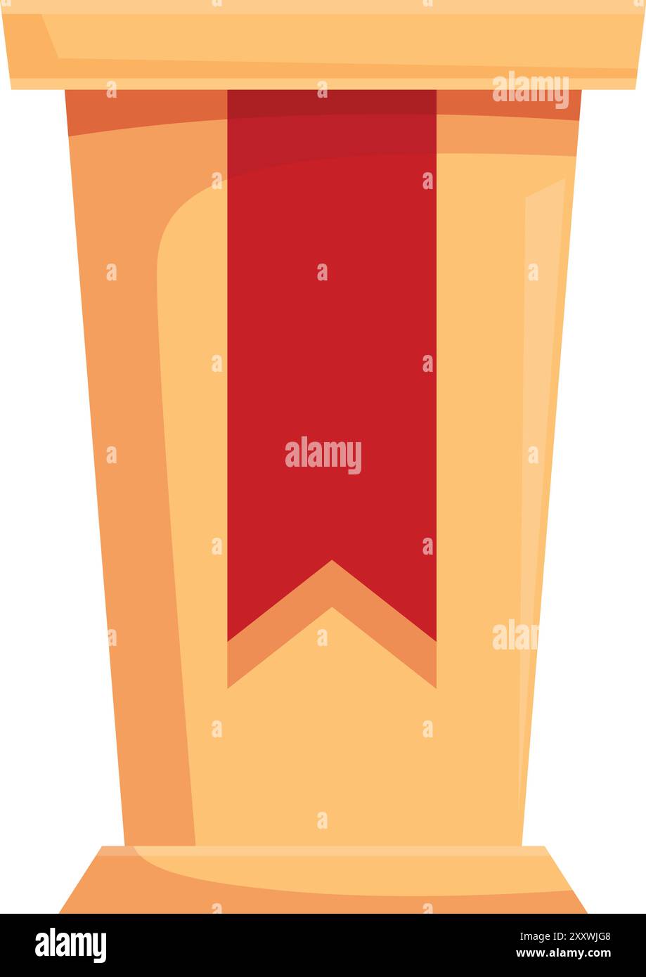 Tribüne aus Holz mit rotem Band für einen Sprecher oder Dozenten Stock Vektor