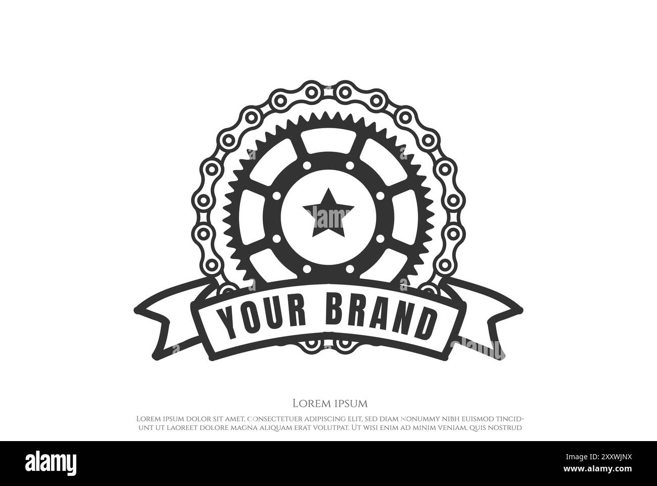 Retro Vintage Gear Zahnradkette für Fahrrad Sport Club Abzeichen Emblem Logo Design Vektor Stock Vektor