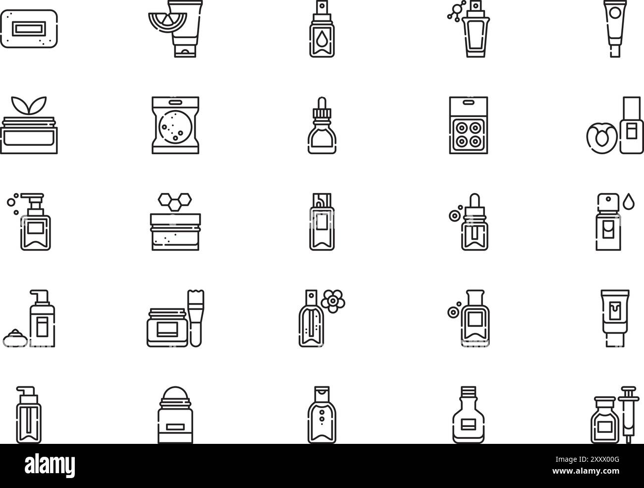 Koreanische Kosmetik Icons Kollektion ist eine Vektorillustration mit bearbeitbarem Kontur. Stock Vektor