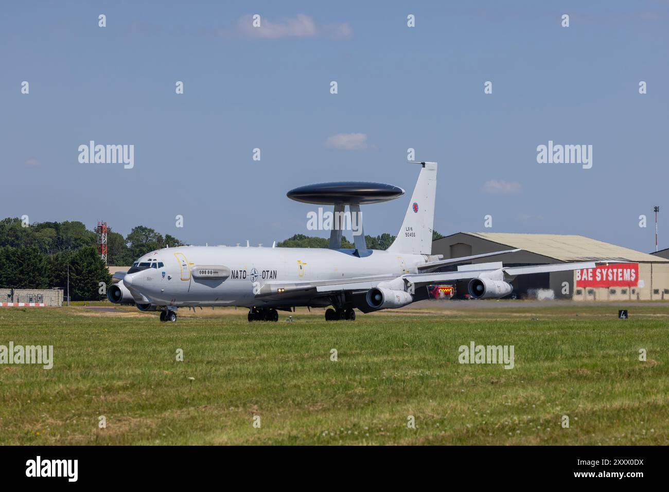 NATO Boeing E-3A Sentry landete am 19. Juli 2024 bei der RAF Fairford, Gloucestershire, Großbritannien Stockfoto