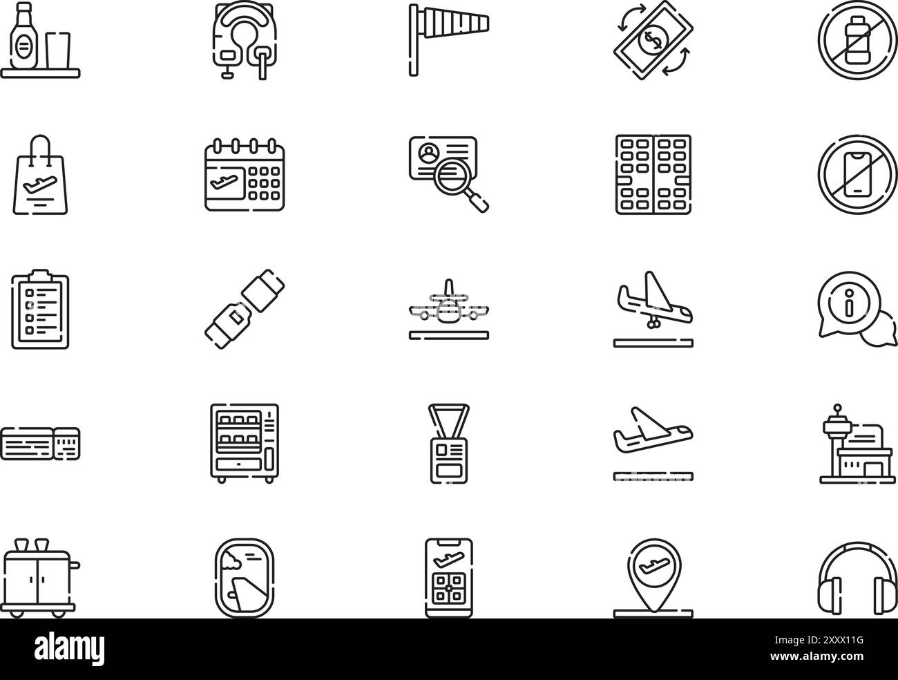 Airport Icons Collection ist eine Vektorillustration mit bearbeitbarem Kontur. Stock Vektor Airport Icons Collection ist eine Vektorillustration mit bearbeitbarem Kontur. Stock Vektor