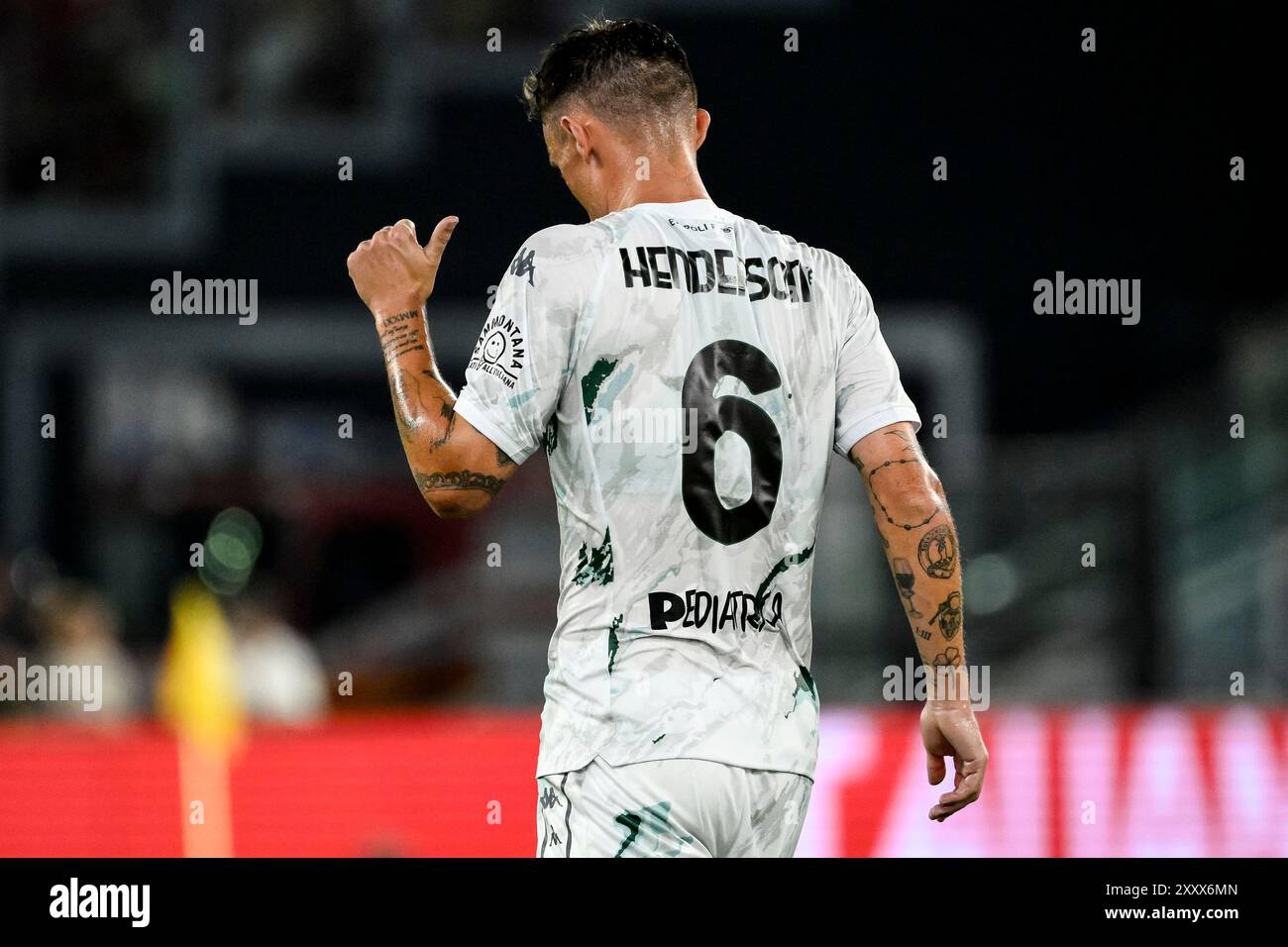 Liam Henderson von Empoli FC Gesten während des Fußballspiels der Serie A zwischen AS Roma und Empoli FC im Olimpico-Stadion in Rom (Italien), 25. August 2024. Stockfoto