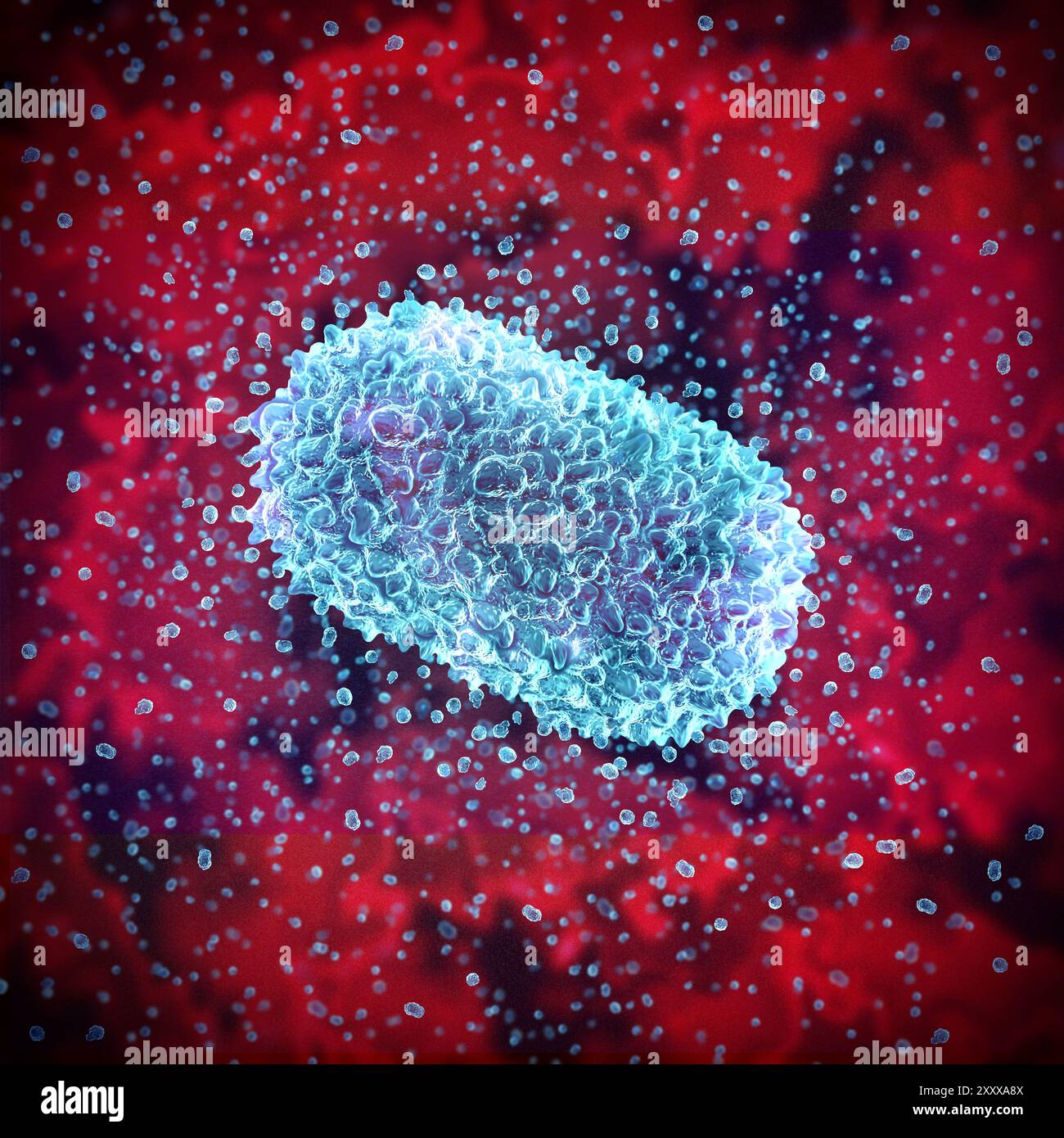 Verbreitung von Mpockenausbrüchen oder Affenpocken-Viruserkrankungen Hintergrund als gefährliche Virusstammfälle als pandemisches medizinisches Risikokonzept mit Krankheit Stockfoto